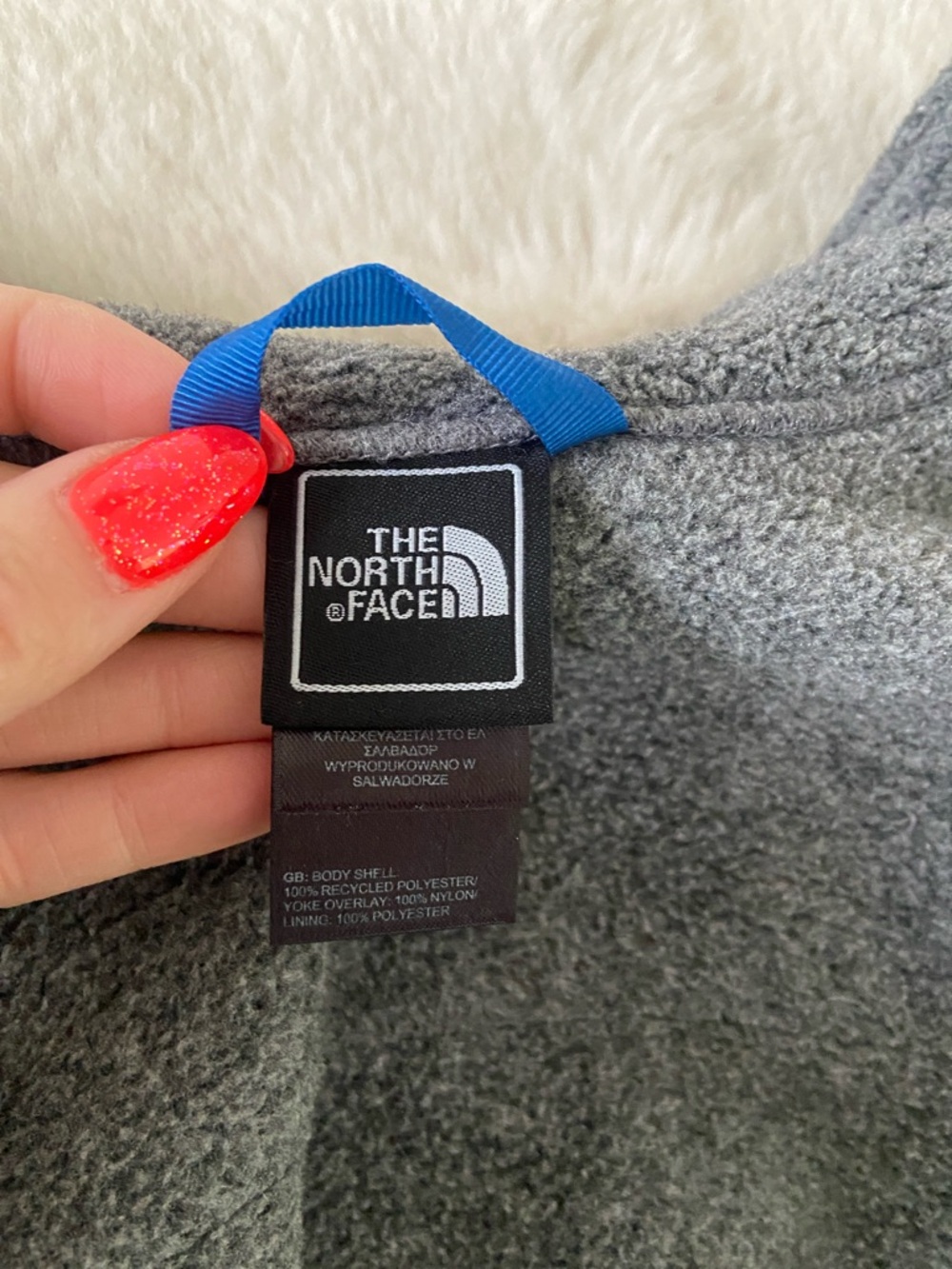 The North Face boys Denali Fleece zip up jacket grey black blue outdoor L 14/16 - Picture 11 of 16